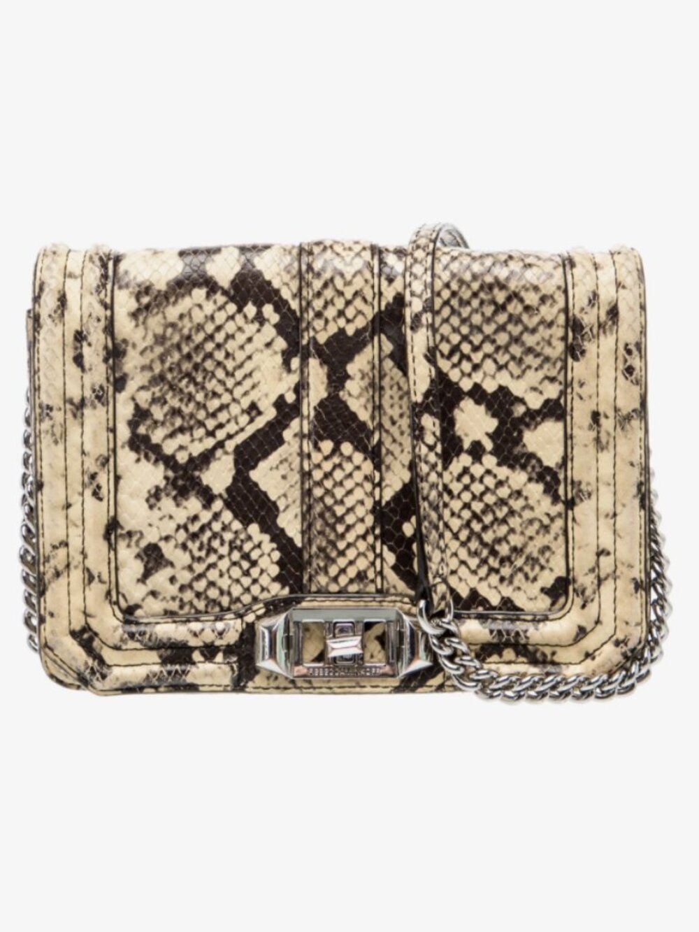 Rebecca Minkoff Snake-Embossed Leather Crossbody Bag or Clutch in Cream & Black